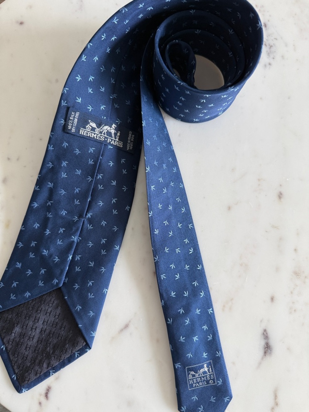 Hermes Pattern Print Silk Tie
